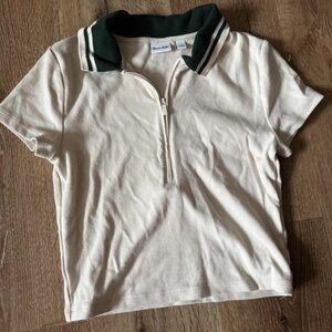 Sundeh Aritzia White Donovan Polo Tee Short Sleeve Size S